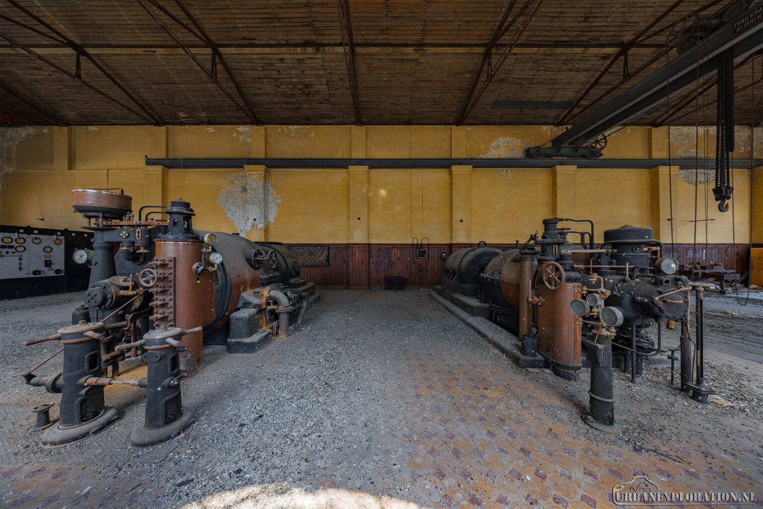 Abandoned turbine hall photographed during urban exploration