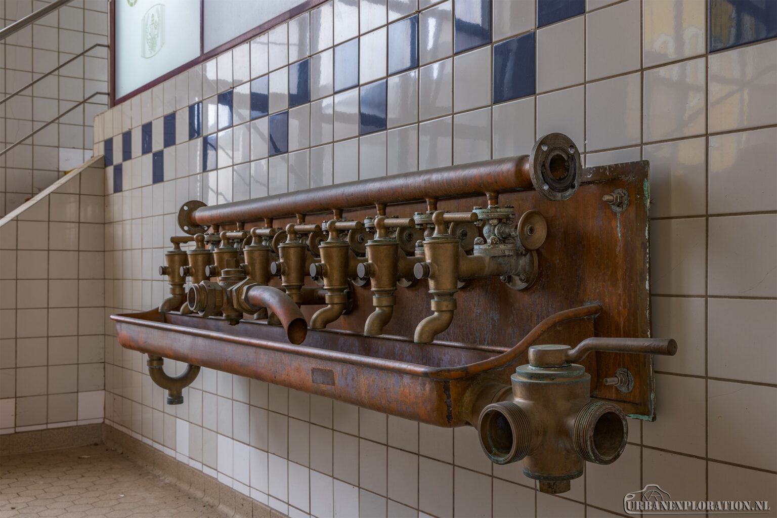 Interior of an abandoned brewery photographed during urban exploration