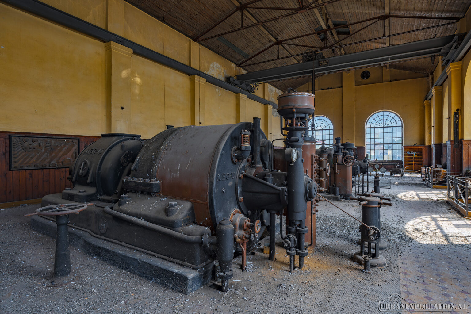 Abandoned turbine hall photographed during urban exploration