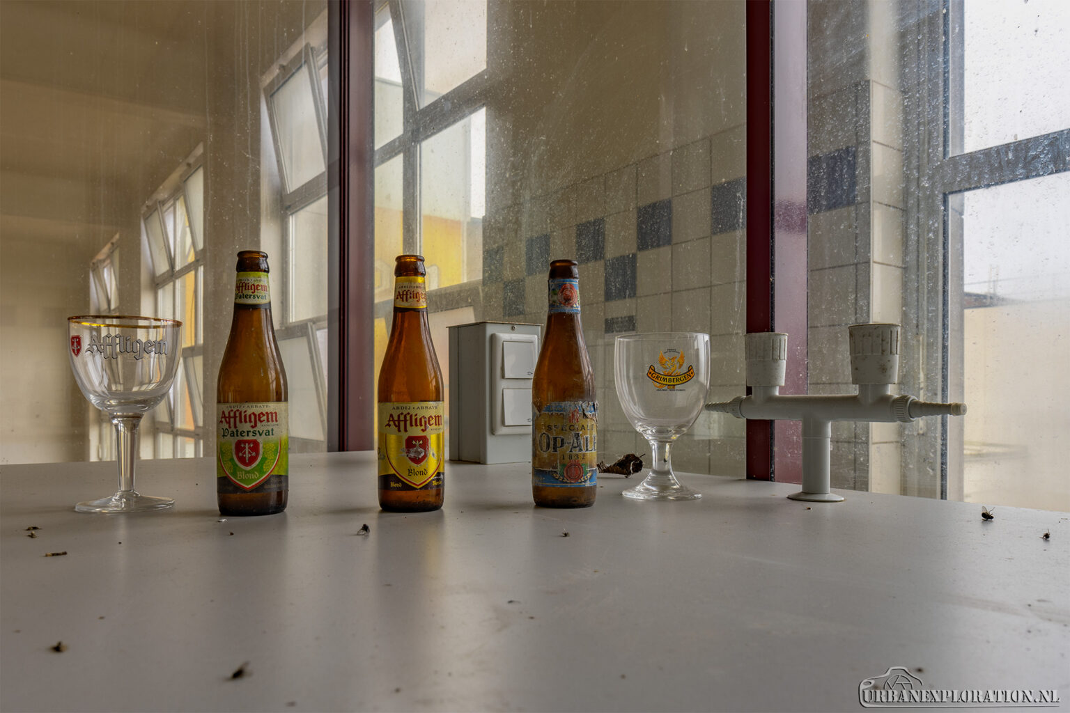 Interior of an abandoned brewery photographed during urban exploration