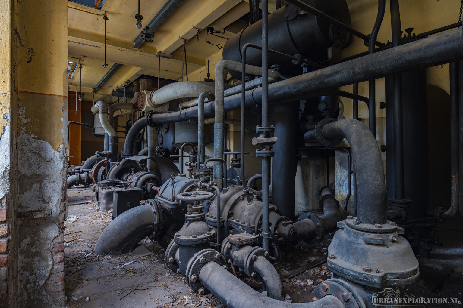 Abandoned turbine hall photographed during urban exploration