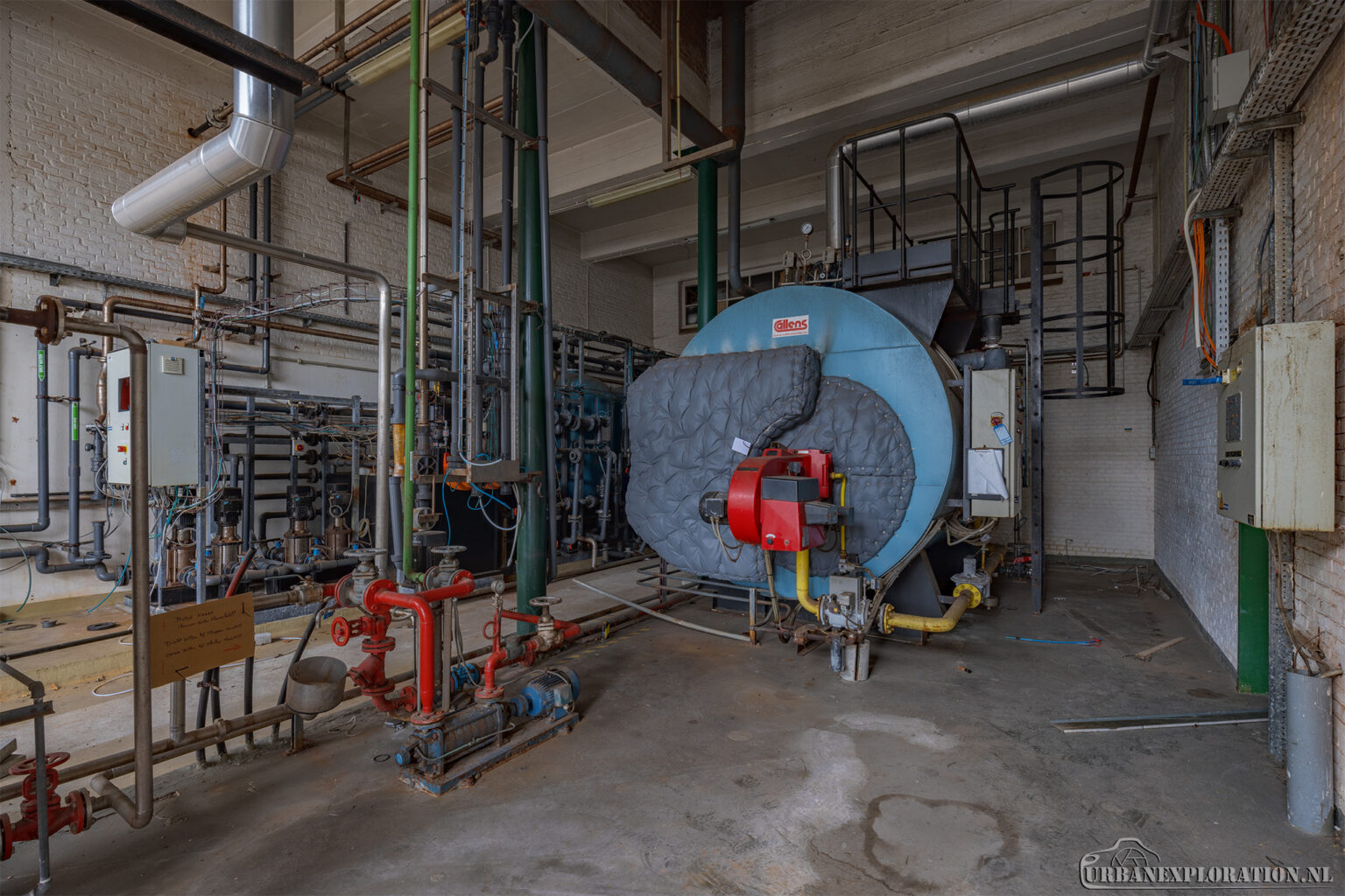 Interior of an abandoned brewery photographed during urban exploration
