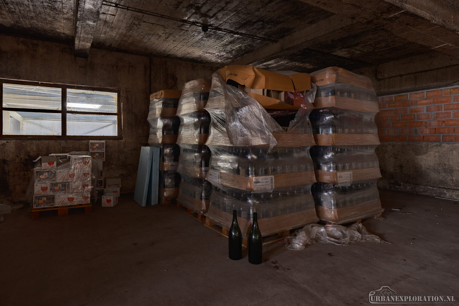 Interior of an abandoned brewery photographed during urban exploration