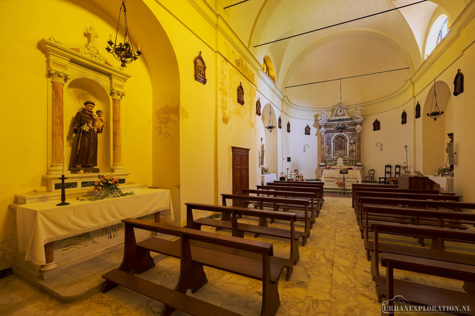 Abandoned monastery school complex with church and classrooms