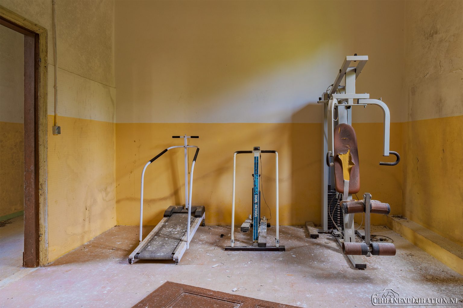 Abandoned monastery school complex with church and classrooms