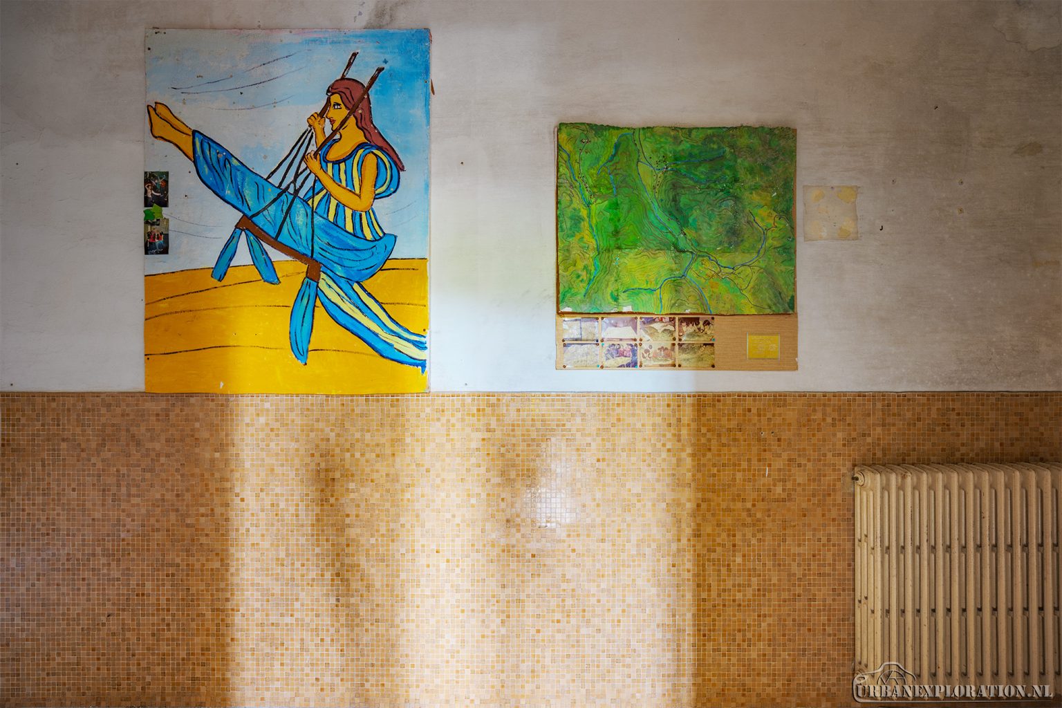 Abandoned monastery school complex with church and classrooms