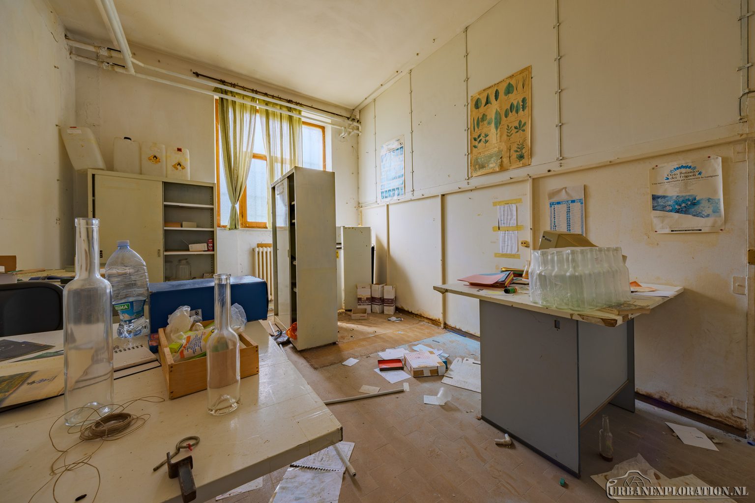 Abandoned monastery school complex with church and classrooms