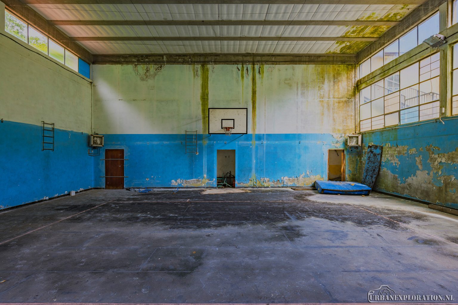 Abandoned monastery school complex with church and classrooms