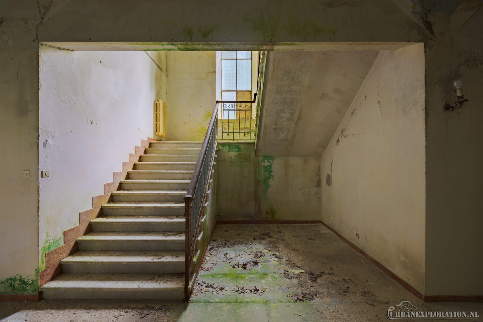 Abandoned monastery school complex with church and classrooms