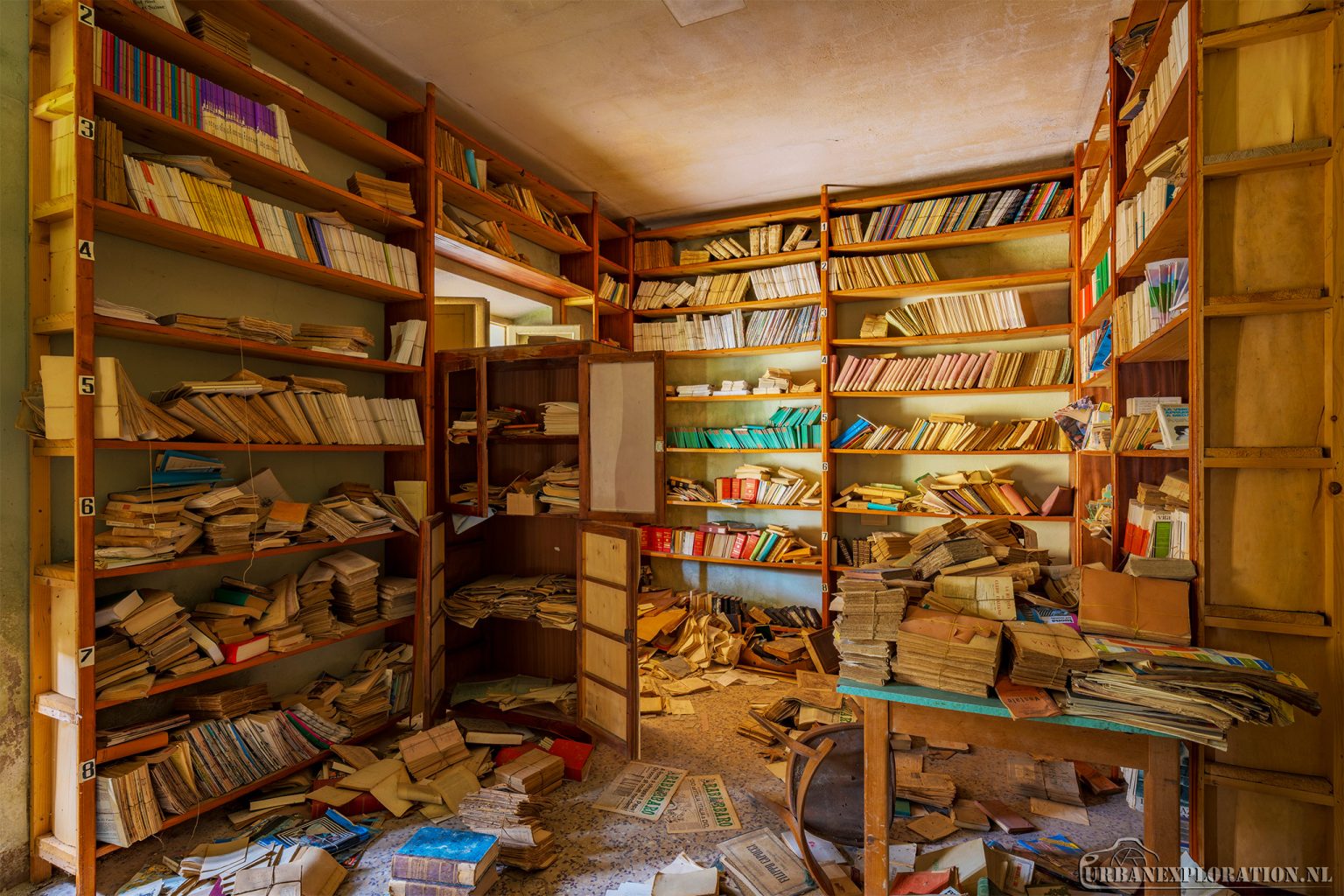 Abandoned monastery school complex with church and classrooms